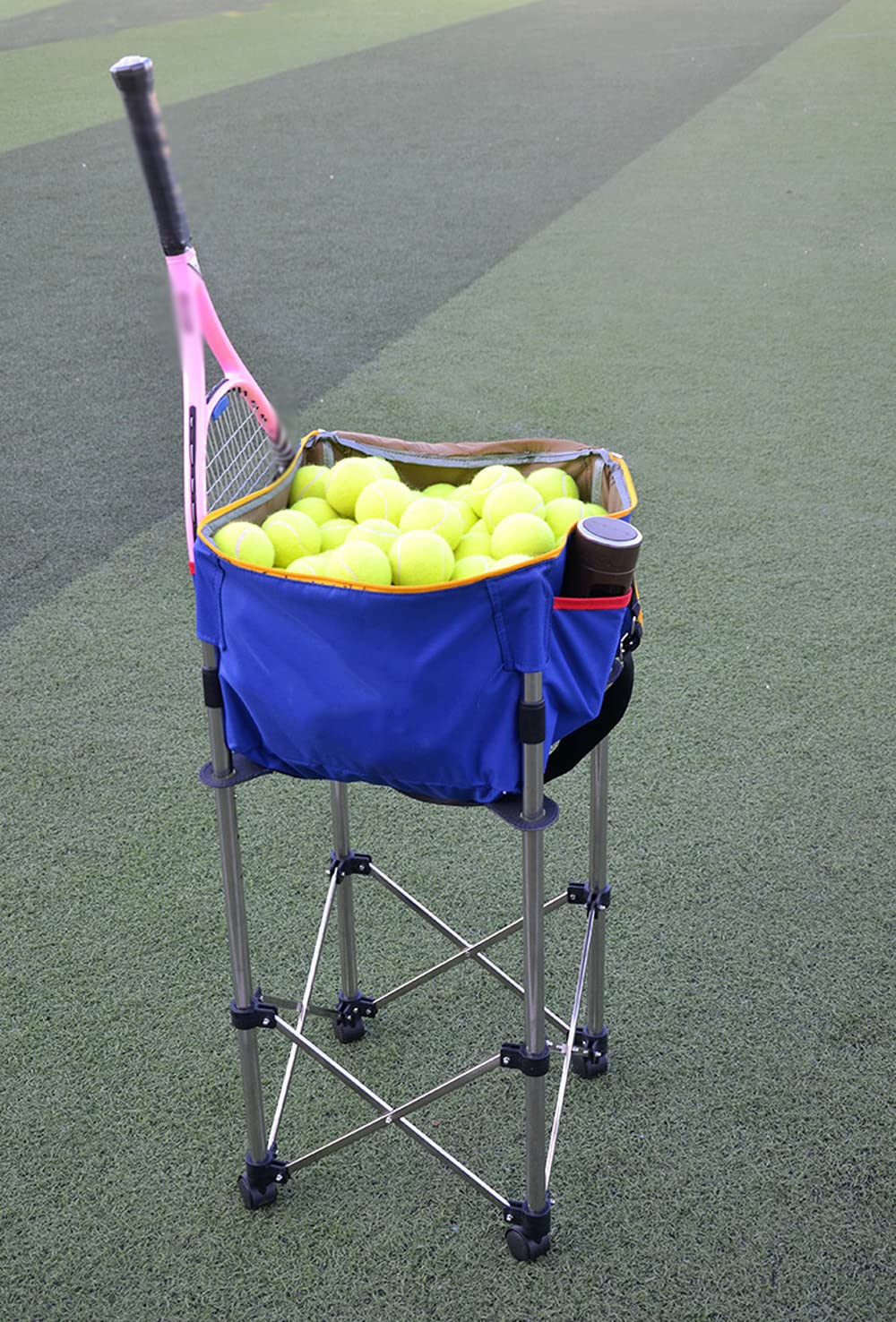 Cestino per palline da tennis, multifunzione, rimovibile, con ruote, adatto per palestra, campo da tennis