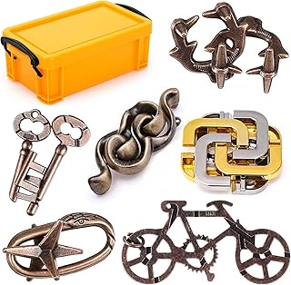6 PCS Metal Brain Teaser Puzzles for Adults and Kids, Disentanglement Metal Logic Puzzle Set, IQ Mind Challenge Brain Games Toy Gift