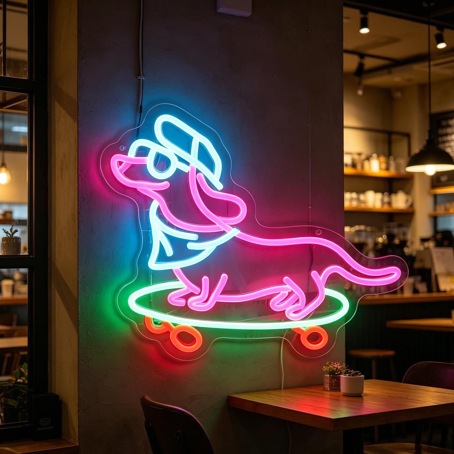 Wiener Dog Skateboarding Neon Sign for Kids Room Game Room - Wiener Dog Skateboard LED Wall Art, regalo divertente per gli amanti dei cani