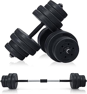 GYMAX 2 in 1 Adjustable Dumbbell Set, 66lbs Maximum Non-slip Free Weight Dumbbell Barbell Set of 2, Home Gym Strength Training Exercise Equipment , Fitness Lifting Barbell