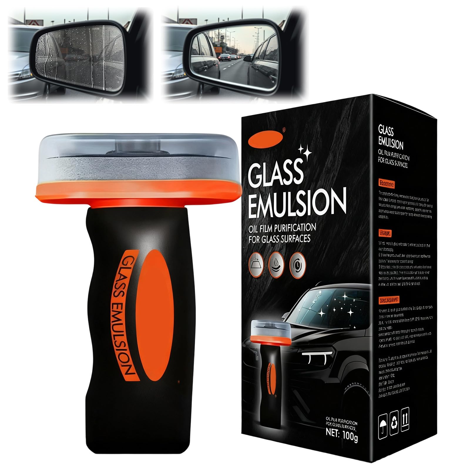 Glass Oil Film Remover for Car, Oil Film Remover for Car Windshields and Windows,Removes oil film & Smudges, Improve Windshield Clarity for Safe Driving