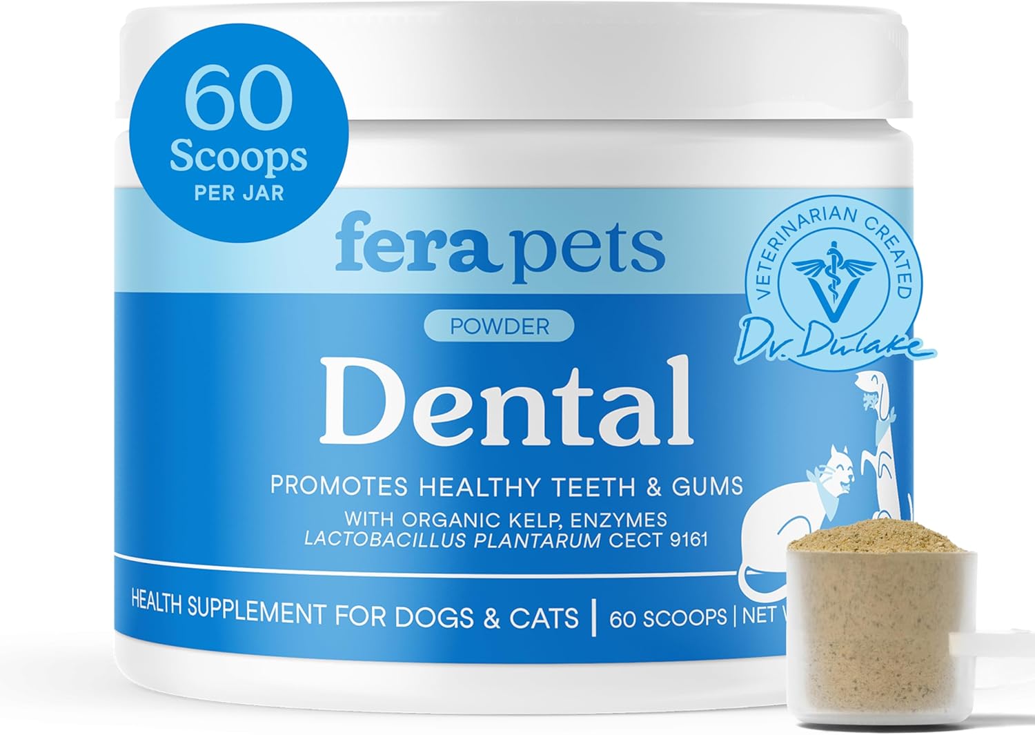 Fera Pets Cat & Dog Dental Support Powder – Supports Fresh Breath – Promotes Healthy Teeth and Gums – Targets Tartar Build-Up – Includes Kelp, Enzymes & Postbiotics – 60 Scoops Fera Pets Cat & Dog Dental Support Powder – Supports Fresh Breath – Promotes Healthy Teeth and Gums – Targets Tartar Build-Up – Includes Kelp, Enzymes & Postbiotics – 60 Scoops