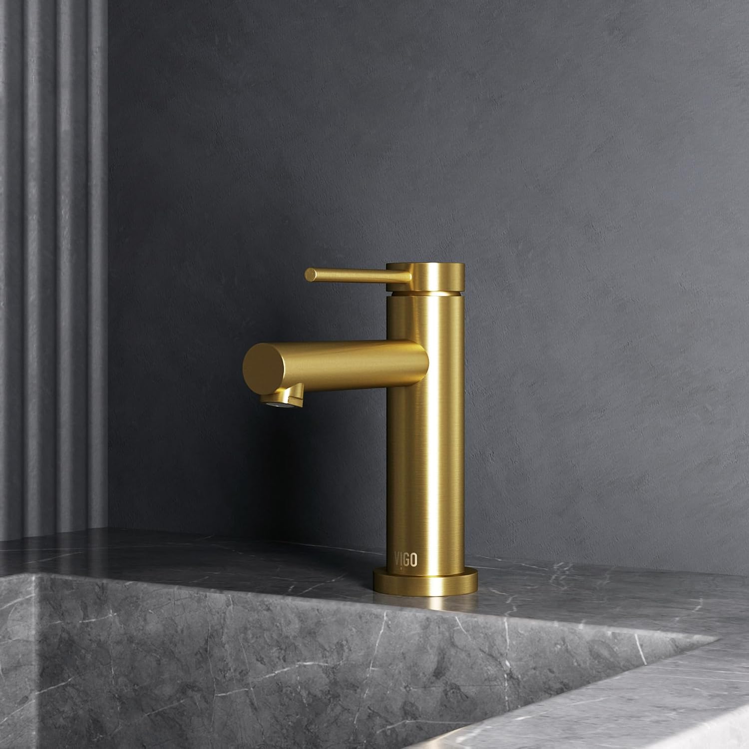 VIGO Jewel 6'' H Single Handle Single-Hole Bathroom Faucet in Matte Brushed Gold-VG01055MG
