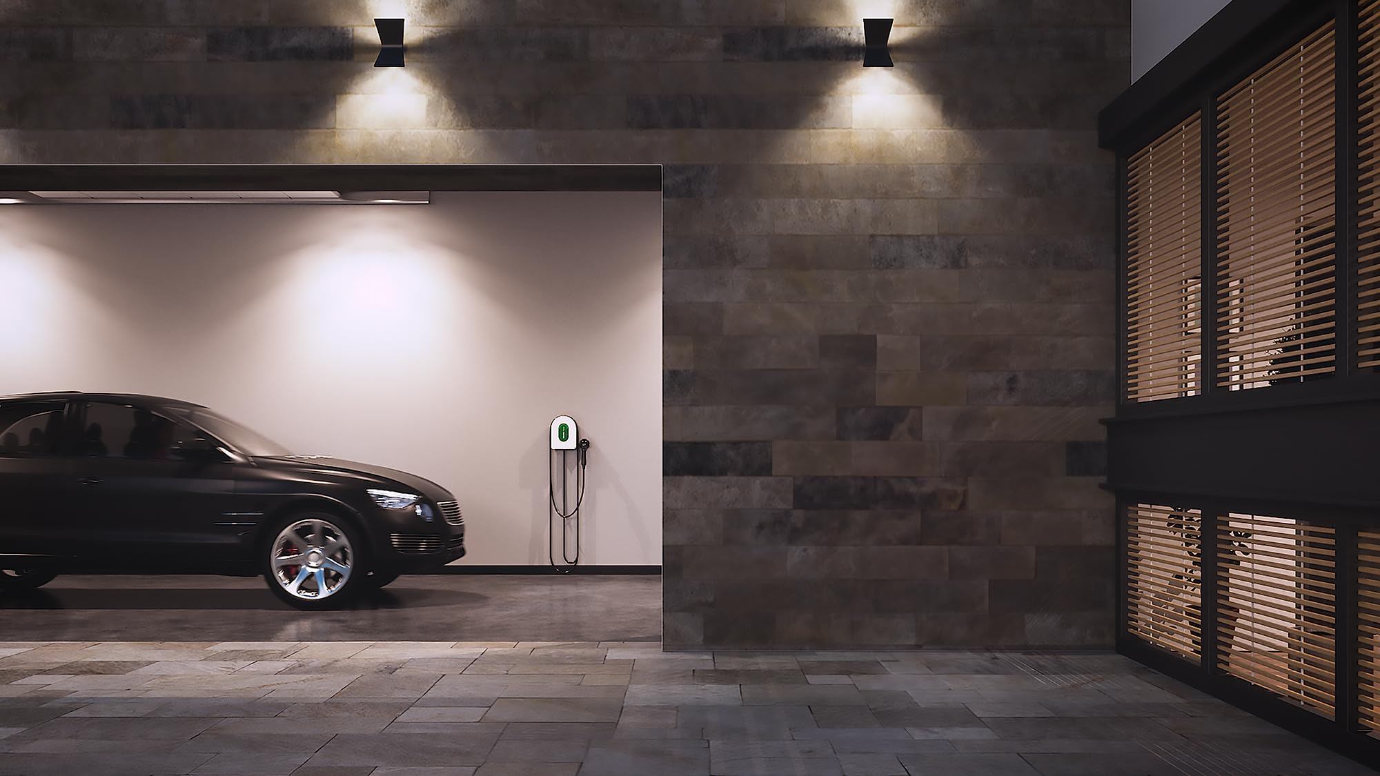 Schneider Electric Smart Wallbox Schneider Charge 11kW, Columna de Carga para Coche eléctrico, Cable T2 de 7 m, detección de 6 mA, Control de aplicación, Interior y Exterior