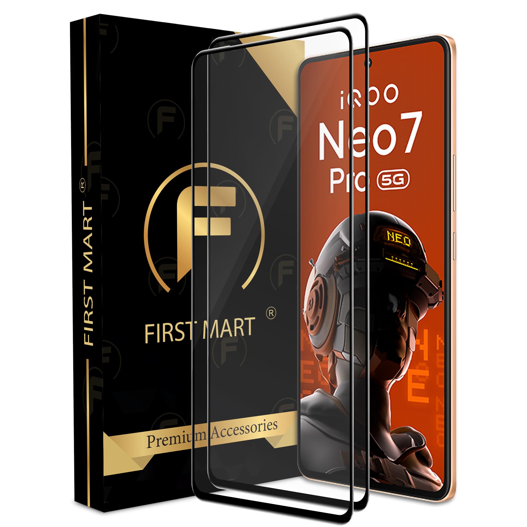 FIRST MART Premium Tempered Glass for iQOO Neo 7 Pro 5G / Neo 7 5G / iQOO 11 5G / 9T 5G with Edge to Edge Coverage and Easy Installation Kit, Pack of 2 (B0CPBMT8P3) Amazon Price History, Amazon Price Tracker