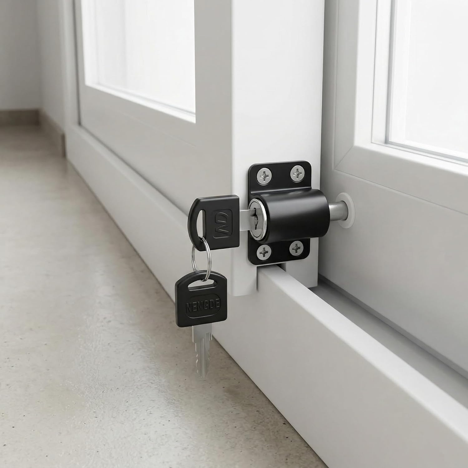Sliding Window Lock with Key, Aluminum Security Lock for Sliding Doors and Windows, Window Stopper for Home & School, Easy to Install