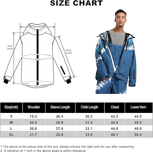 Miniatura 6 de Chaqueta de esquí para hombre, chaqueta de nieve impermeable para snowboard, chaqueta de nieve aislada a prueba de viento con capucha cálida