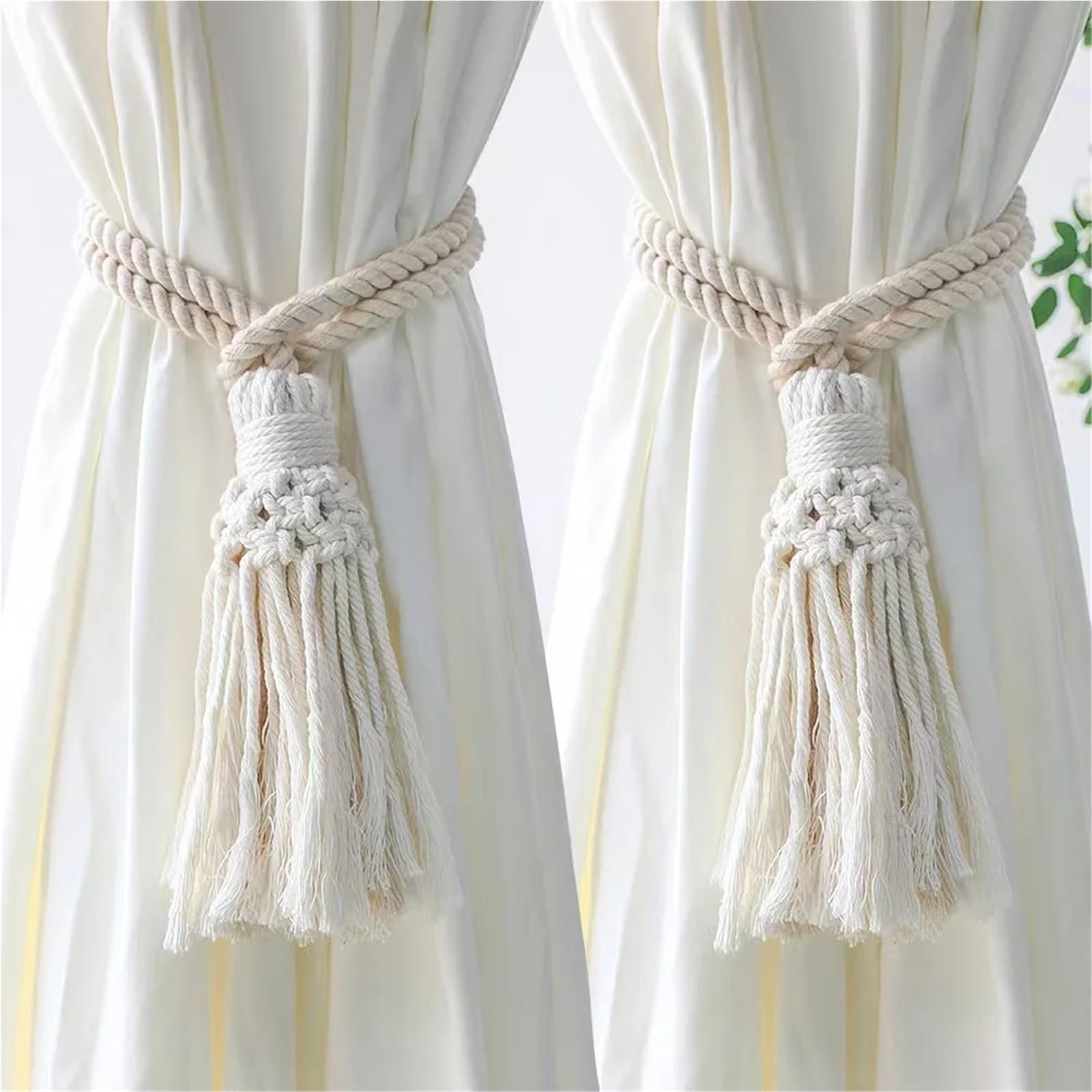8 alzapaños de algodón for Cortinas, Hechos a Mano, Elegantes y Gruesos, con borlas, Ajustables. para Casa