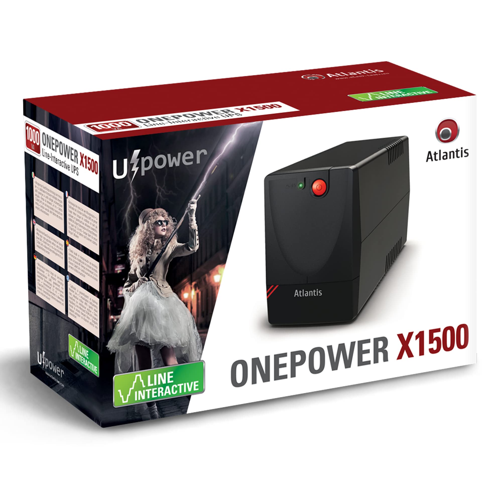 Atlantis UPS X1500 Line Interactive 1000VA 500W