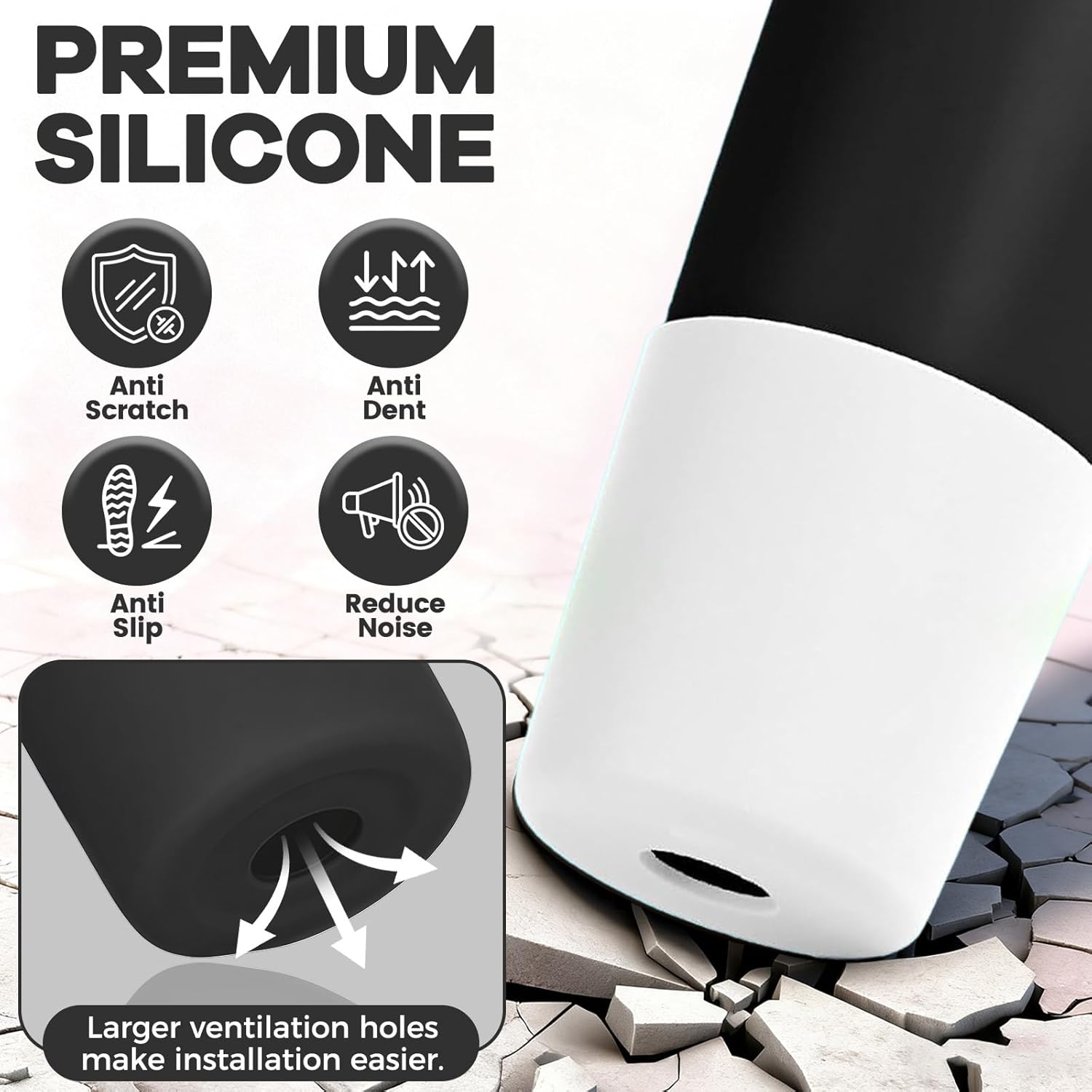 2 Pack Higher Silicone Boot for Owala Water Bottle 30oz & 40oz FreeSip Sway & Tumblers - Extra-Thick & Tall Protection Anti-Slip Base Cover, Prevents Scratches Water Bottle Accessories(Black/White) - Image 3