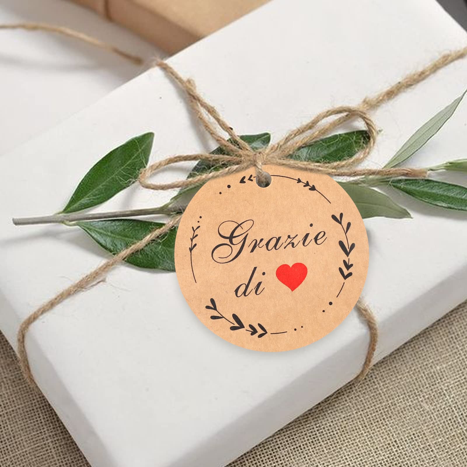 Etichette Personalizzate A Cuore 100 Pezzi - Carta Kraft Bianca E Marrone Doppia Faccia Vuota Per Bomboniere H 485315 - Foto 3