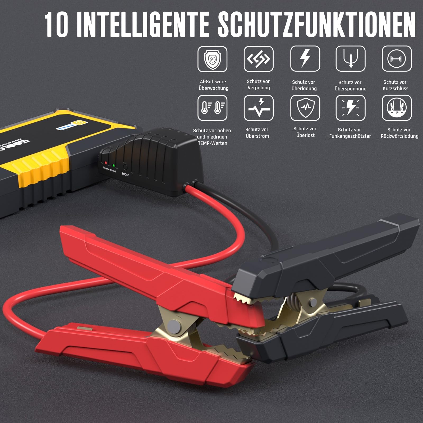 GOOLOO GP4000 Starthilfe Powerbank, 4000A Auto Starthilfe & A6 Gear Elektrische Luftpumpe 160PSI