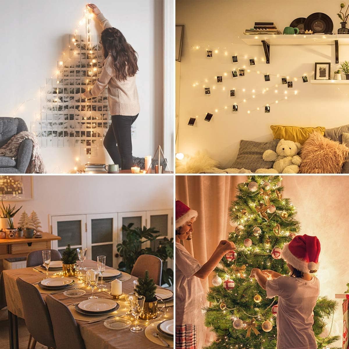 ALED LIGHT Impermeabile Ghirlanda luminosa 22m, 8 modalità, 220 LED bianco caldo filo di rame per decorazione esterno/interno per festa giardino casa natale