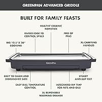 Vista 4 de GreenPan Advanced 10.5”x 20” Electric Griddle with Warming Drawer, Healthy Ceramic Nonstick PFAS-Free Coating, Temperature Control, Easy and