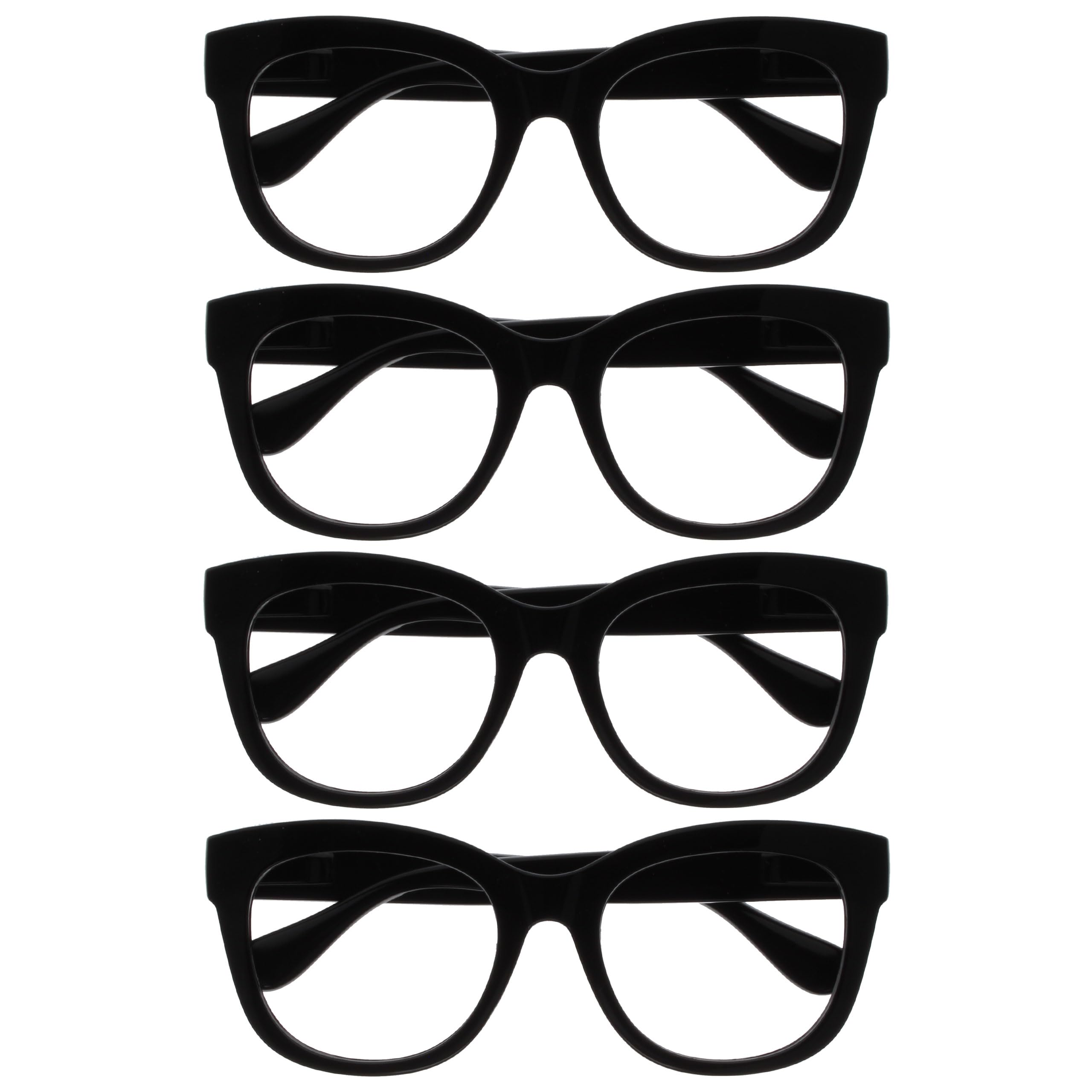 OPULIZE BIG Blue Light Blocking Reading Glasses - Bold Round Fashion Frame - Anti-Glare Anti-Reflective Computer Gaming - 4 Pack - UV & Eyestrain Protection - Black - Mens Womens +1.50
