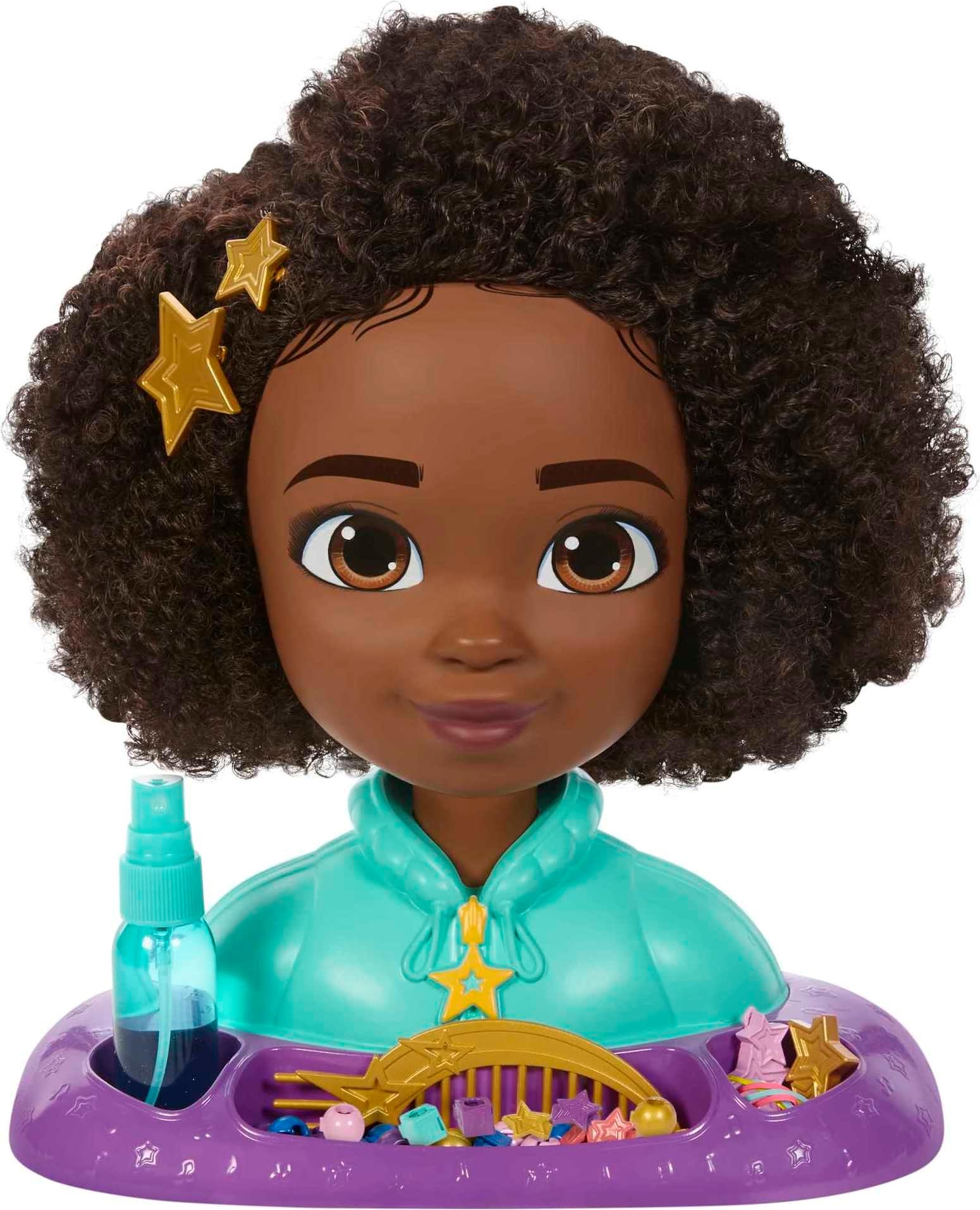 Karma's World Styling Head Doll (12-In), 30+ Piece Set with Hair Accessories Like Clips, Beads, Spray Bottle, Extensions, and More