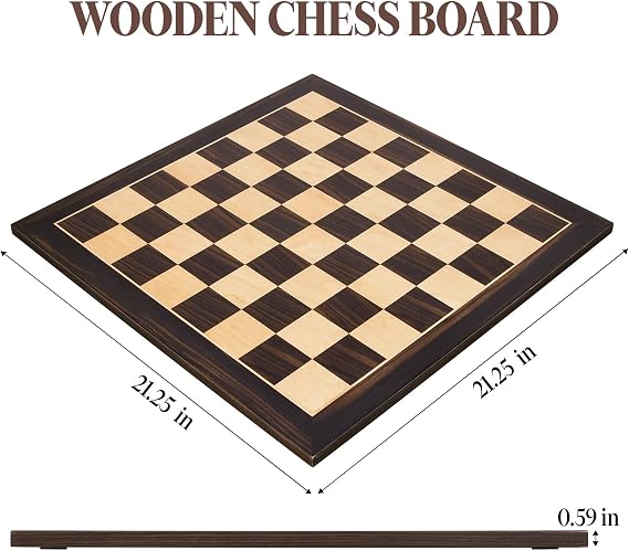 BIVOMON 21.25 Wooden Chess Board Professional Tournament Chess Board with 2.2 Squares Large Chess Family Outdoor Board Games (Chess Boards Only)