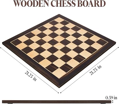 BIVOMON 21.25 Wooden Chess Board Professional Tournament Chess Board with 2.2 Squares Large Chess Family Outdoor Board Games (Chess Boards Only)