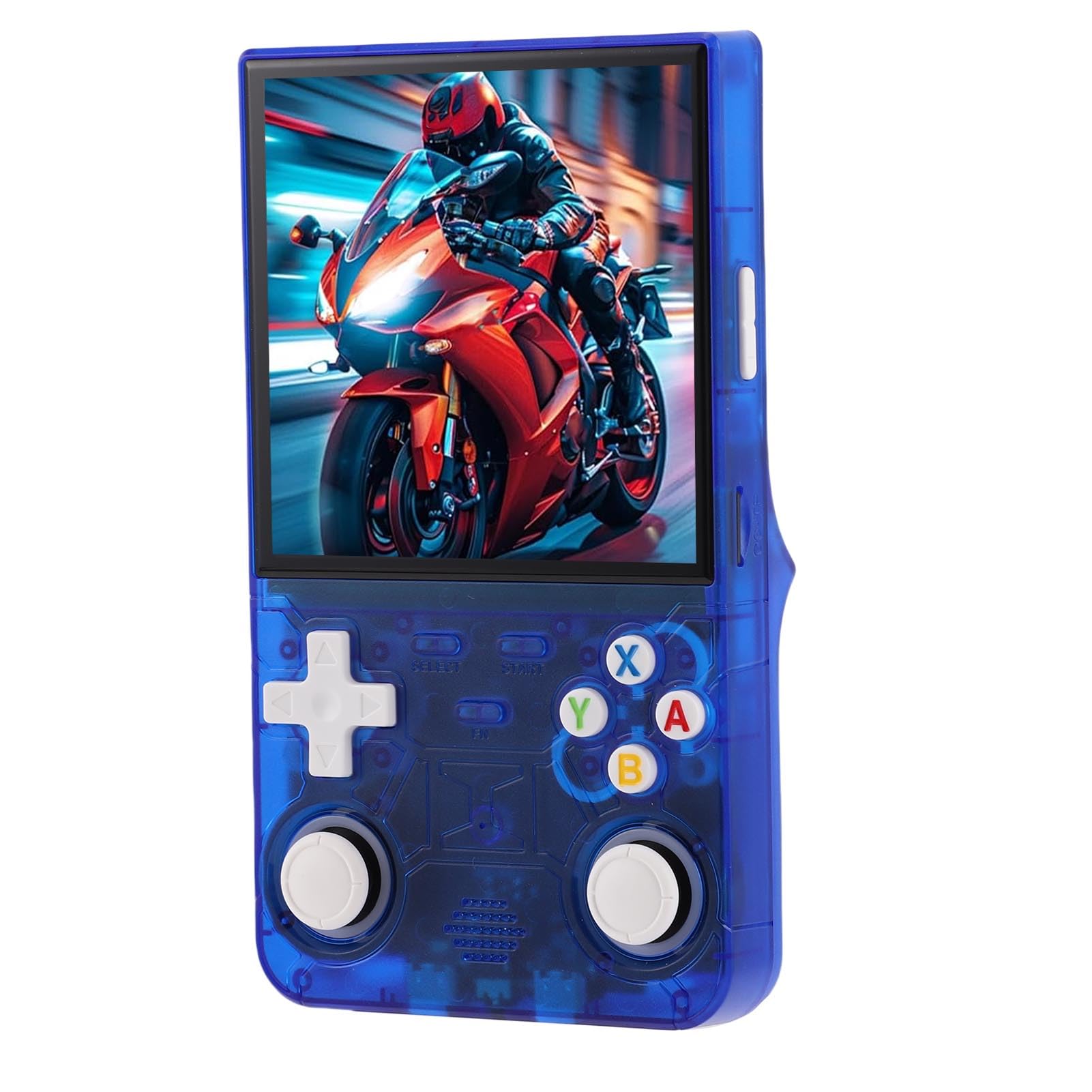 R36 Ultra Retro-Handspielkonsole, Kompakter, Leistungsstarker Tragbarer Gaming-Player für Unterwegs, Transparentes Blau, 10,2 cm (4 Zoll) (64G)