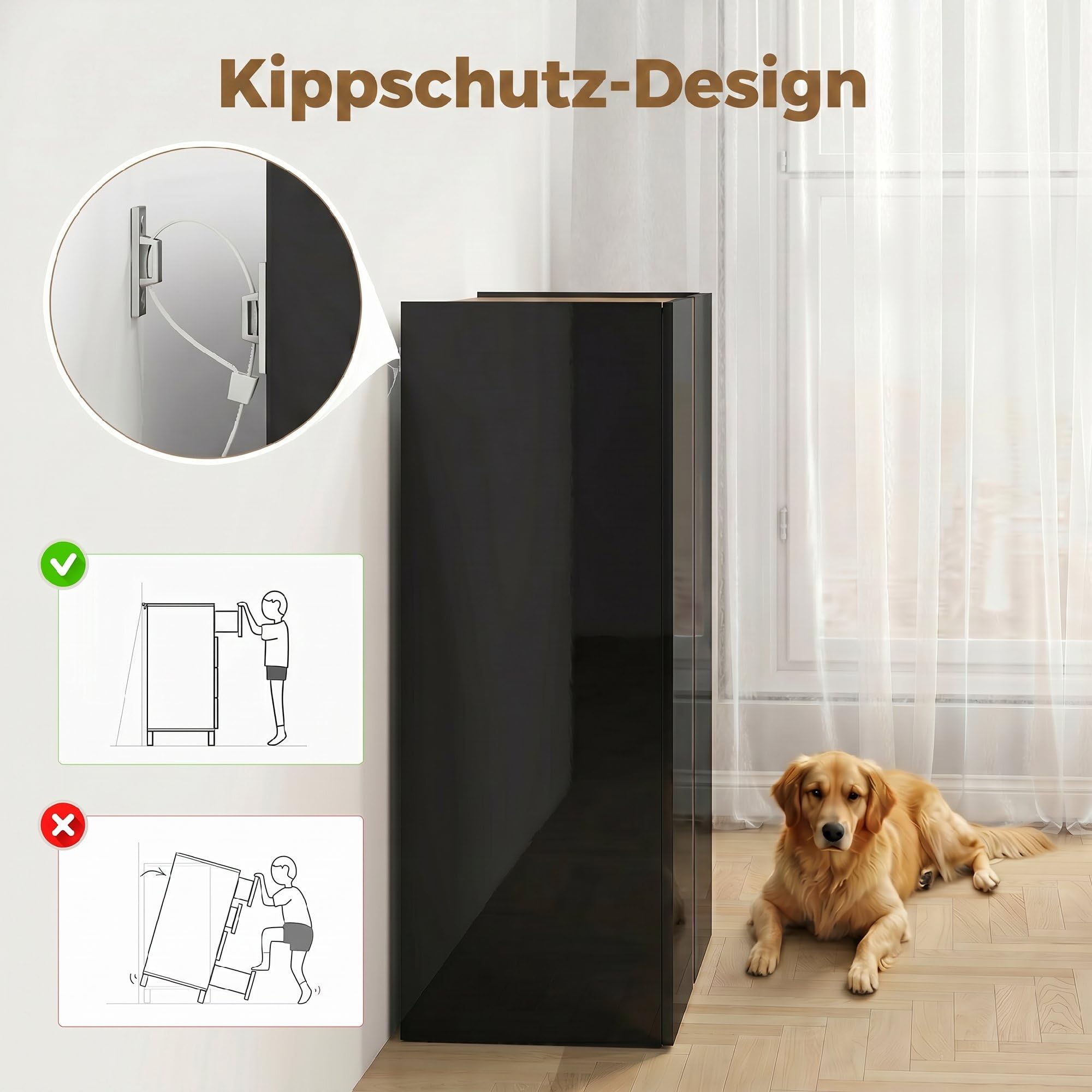 HOMCOM Schuhschrank mit 2 Hochglanz Türen Schuhregal Schuhkommode mit 6 Verstellbaren Fächern Schuhaufbewahrung mit Soft-Close-Funktion für 18 Paar Schuhe 70 x 33,5 x 95 cm, Schwarz