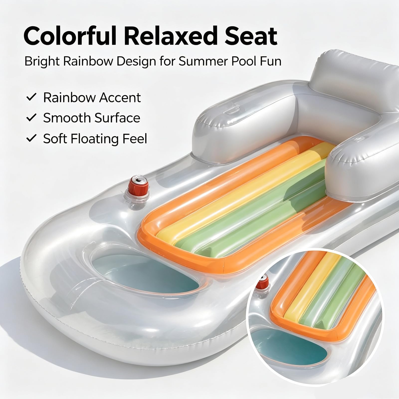 Flotadores Inflables para Adultos con Bomba de Aire eléctrica Colchoneta Hinchable Piscina con Portavasos y Reposapiés Plegable de PVC Ideales para Diversión Descanso