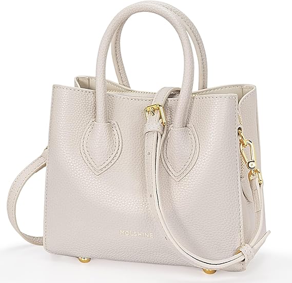Small Genuine Leather Handbag (White)