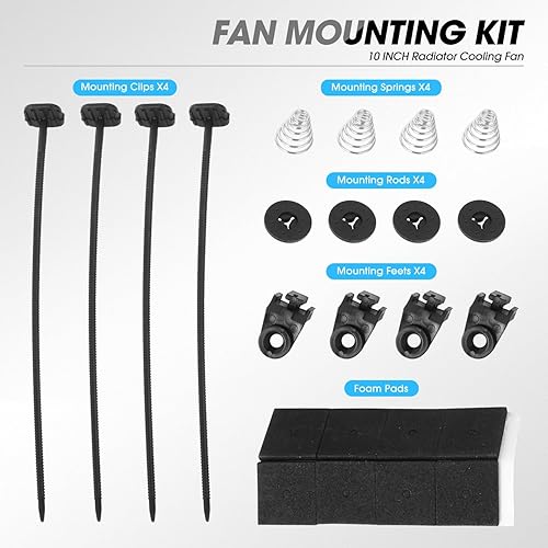 Vista 40 de DNA Motoring Ventilador de radiador delgado de enfriamiento eléctrico de alto rendimiento de 7 pulgadas con kit de montaje, azul, RAF-7-BL+FMK