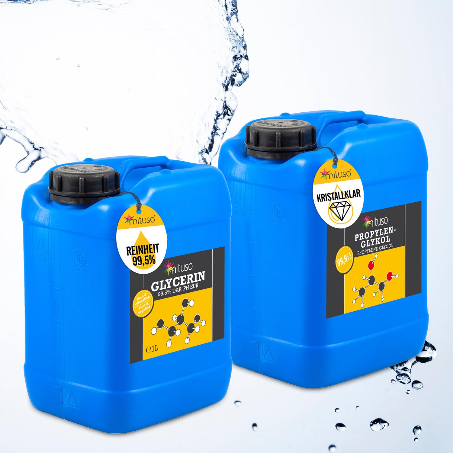 Mituso Glycerin + Propylenglykol Set 5L+5L - 99,9% hochrein | vegan - ideal für DIY, kosmetische Behandlungen - mituso