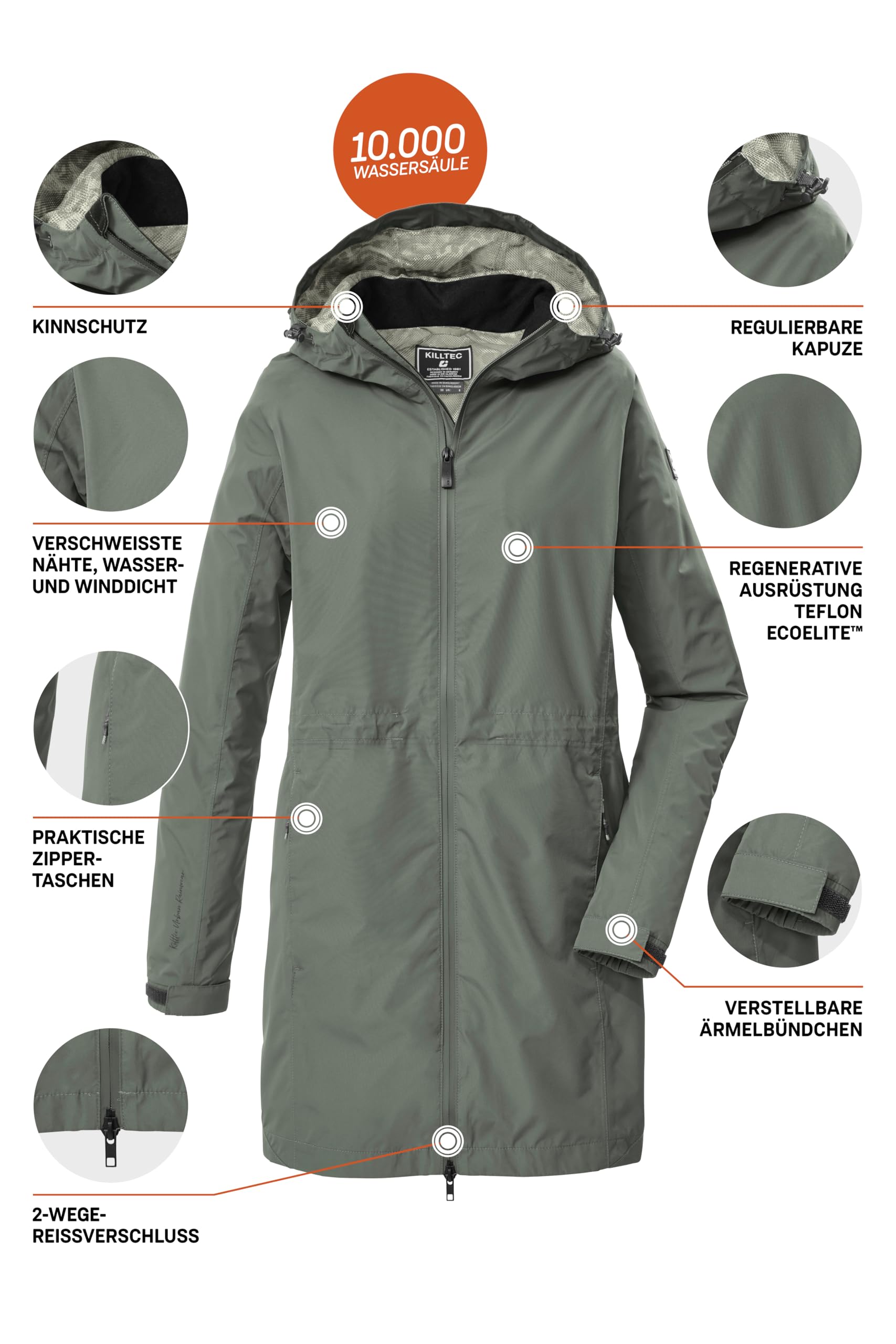 Killtec Damen Kos 35 Wmn Prk Funktionsparka/Parka wasserdicht mit Kapuze (1er Pack)