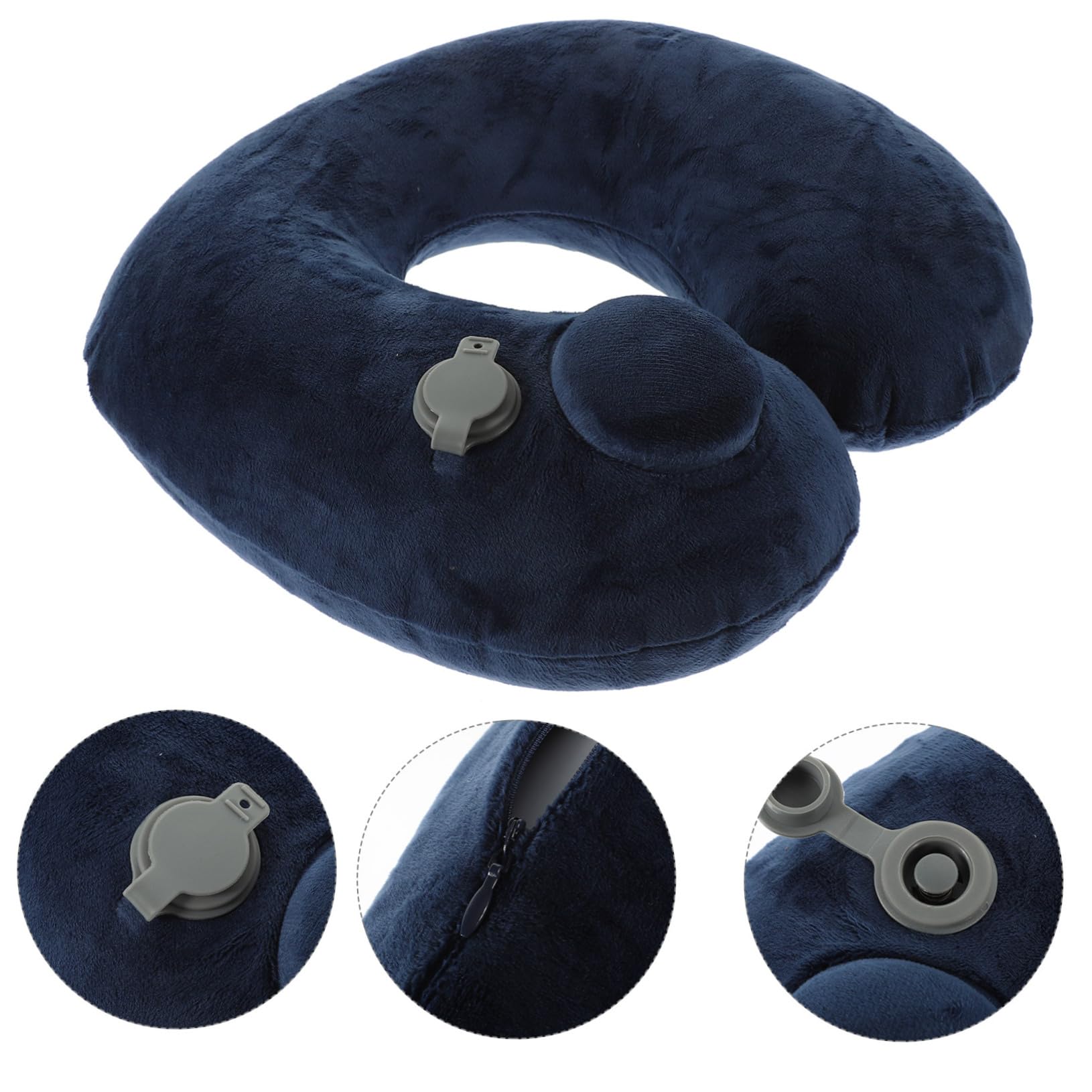 Garneck Cuscino Gonfiabile Collo Forma u Per Viaggio Aereo e Auto Cuscino Da Viaggio Leggero e Custodia Di Stoccaggio Blu Scuro
