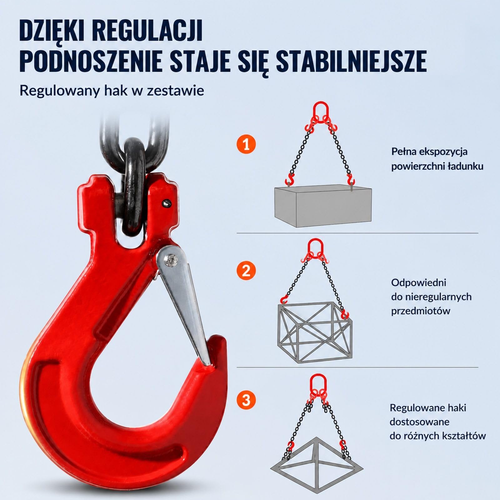 Zawiesie łańcuchowe dwucięgnowe z hakami chwytającymi do holowania, podnoszenia i prac leśnych