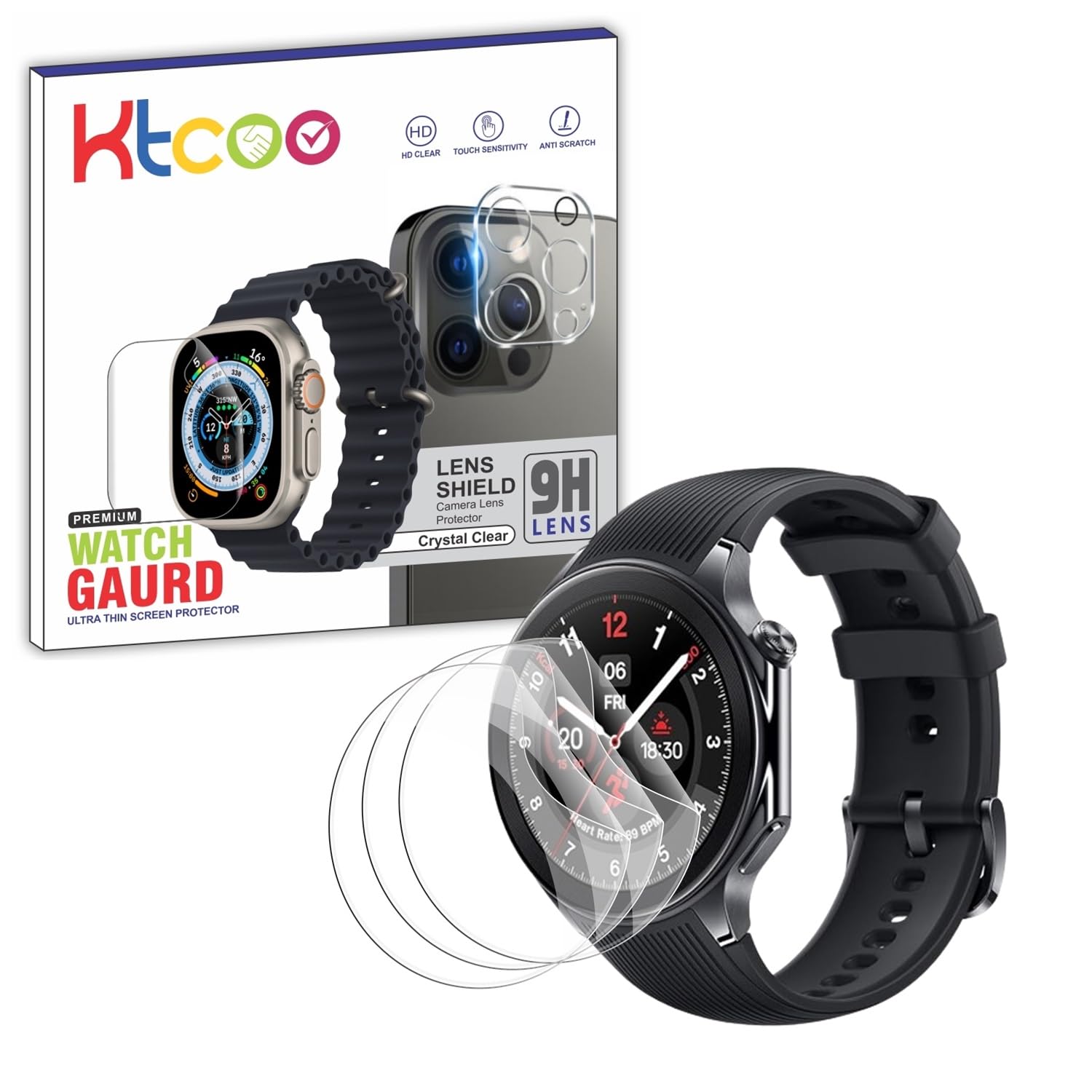 KTCOO |Pack 3| For OnePlus Watch 2 Smart Watch Screen Guard Scratch Guard Full Screen Protector Compatible for OnePlus Watch 2 1.43" - Flexible TPU - HD Clear (B0CYH6B7CQ) Amazon Price History, Amazon Price Tracker