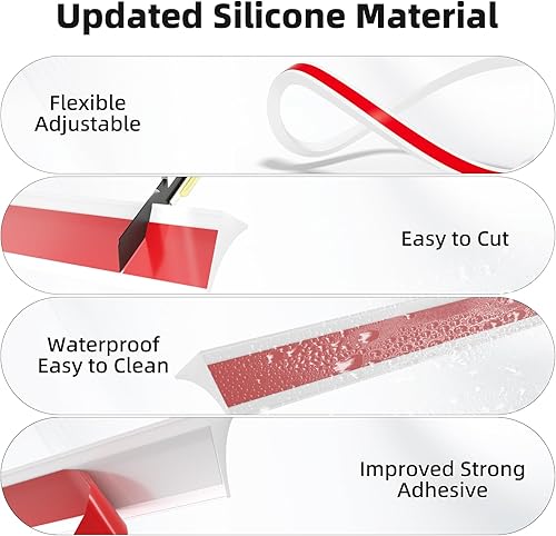 Miniatura 3 de Barrera de agua autoadhesiva de 67 pulgadas, barrera de agua de silicona impermeable, tapón de agua, tira de agua para baño y cocina, protector de