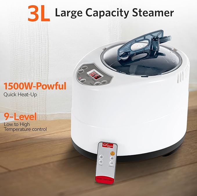 Sauna Box, Portable Steam Tent for Home Detox and Relaxation, Includes 3L Steamer, Remote Controller, Folding Chair, Adjustable Timer 1-60 Min, Large Size