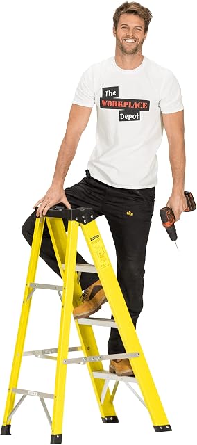 4 Tread Small Fibreglass Step Ladder, Heavy Duty EN131, Weather Proof Stepladder for Painting, Decorating & Electricians