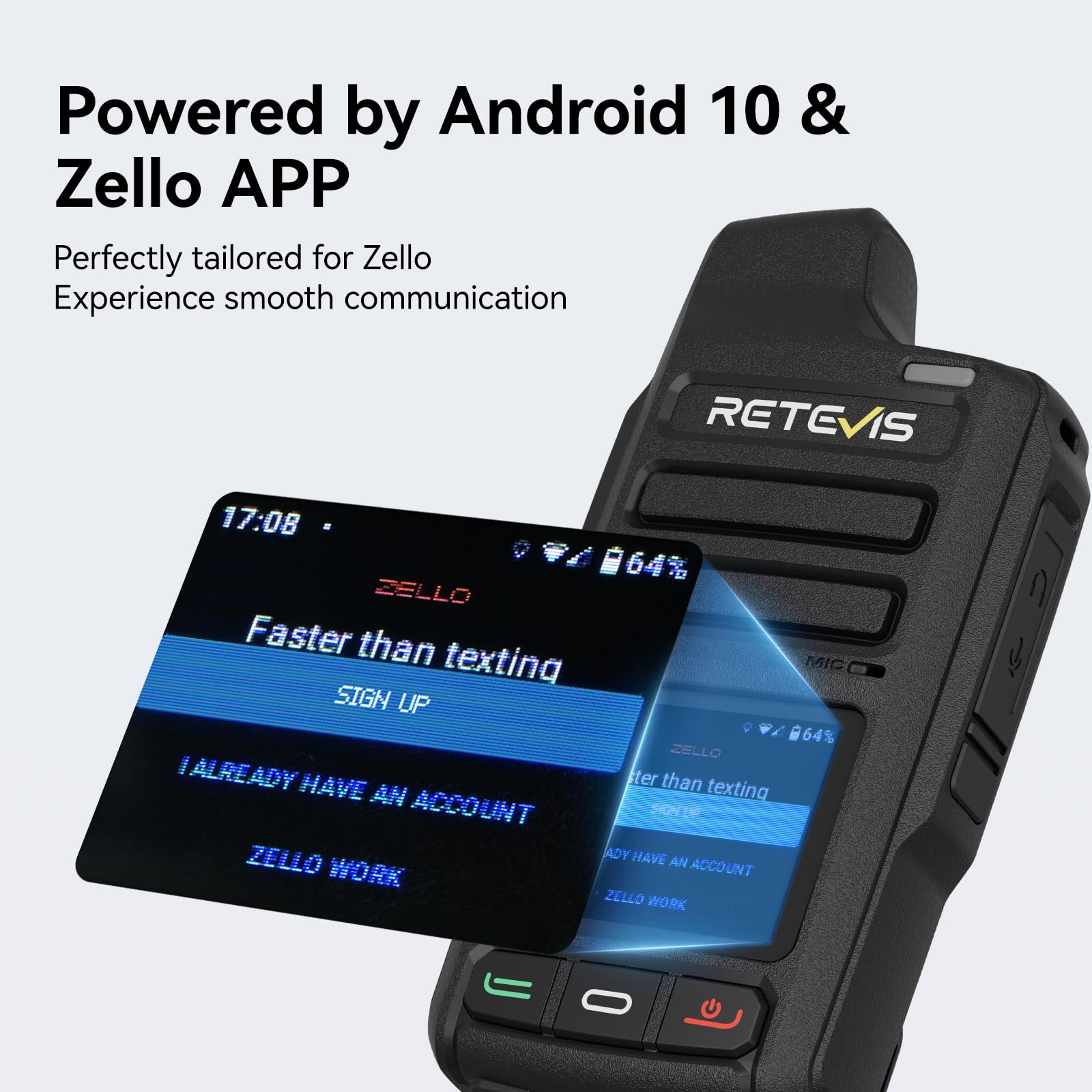Retevis L71 Radio Réseau 4G, Portée Illimitée Radio Compatible Wi-FI
