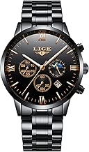 Mens Watches with Auto Date Chronograph Watch Men Sports Watches Waterproof 30M Full Steel Quartz Men's Black Watch - coolthings.us