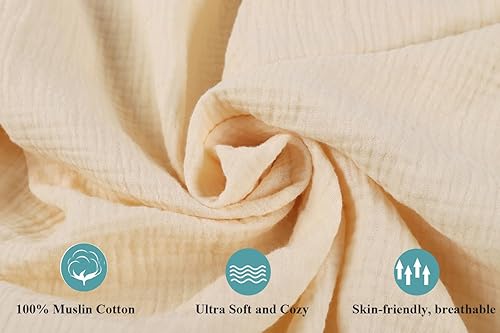 Miniatura 9 de Juego de sábanas ajustables de muselina compatibles con 4moms Breeze Plus Playard y otros colchones grandes de 30 x 43 pulgadas, 100% algodón, gris