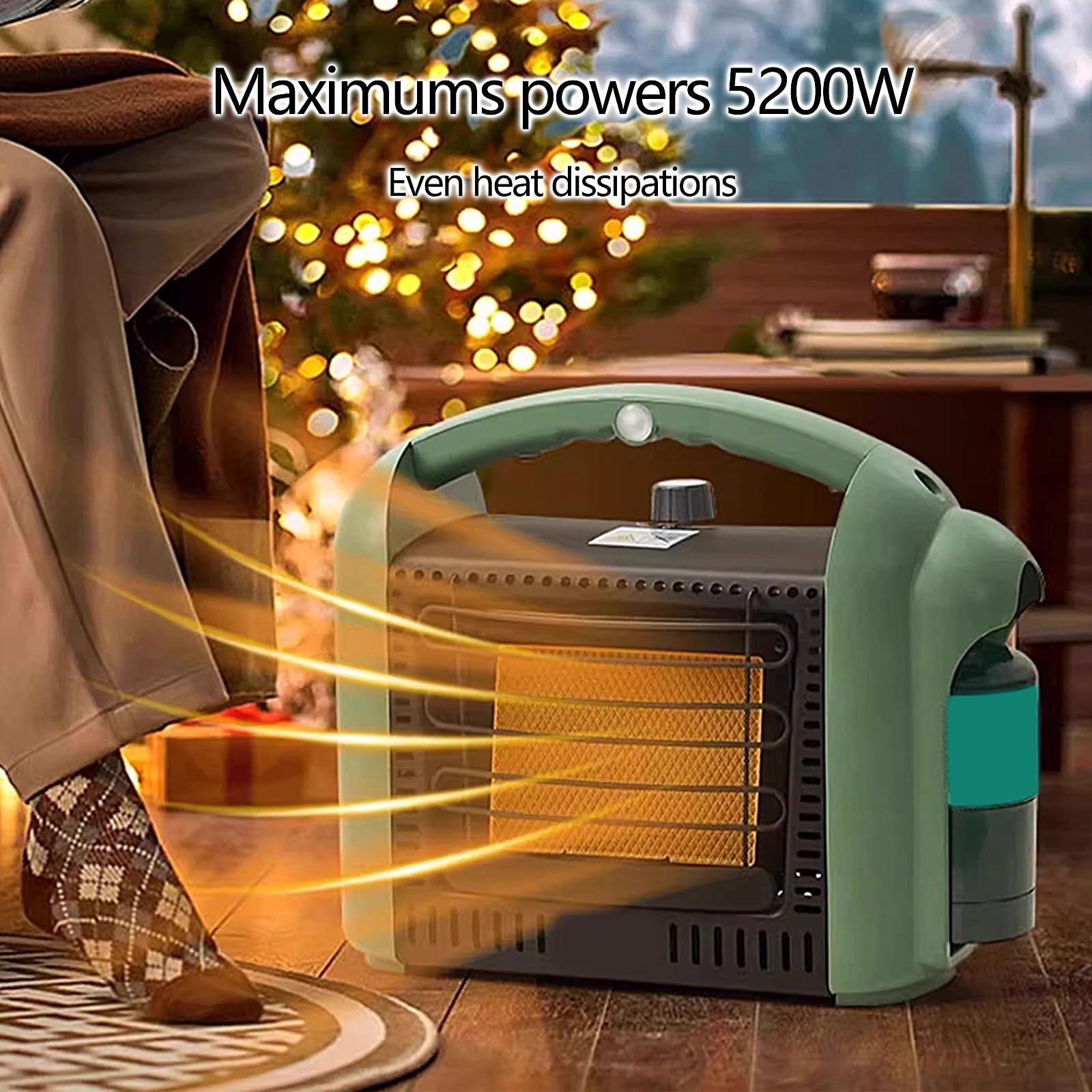 2500W/5200W Estufa Exterior Gas, Calefactor Exterior Terraza, Estufa Exterior Jardin, Calentador Exterior para Interior Exterior Camping Pesca en Hielo(37.5 * 20.5 * 37cm)