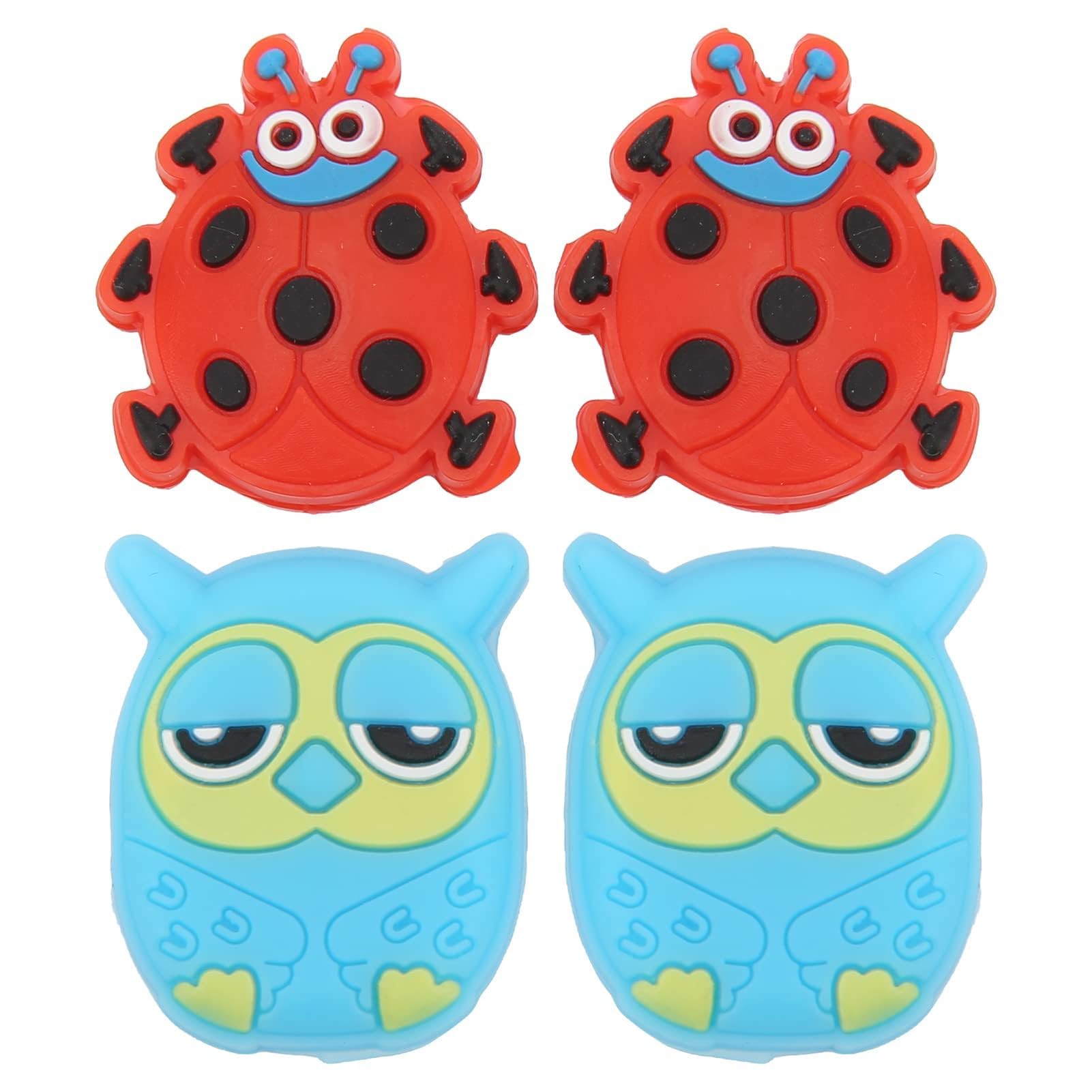 HERCHR 4Pcs Tennis Racket Vibration Dampeners, 17g / 0.6oz Silica Gel Cartoon Animal Shape Tennis Racket Shock Absorber Funny Lightweight Vibration Dampener for Casual Players Training (Owl)