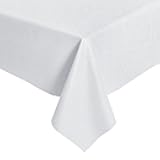 Obstal Vinyl Tablecloth for Picnic Camping Outdoor, 100% Waterproof Oil-Proof Spill-Proof PVC Table Cloth, Wipeable Thick Rectangle Tablecloth Cover (54 x 54 inch, White)