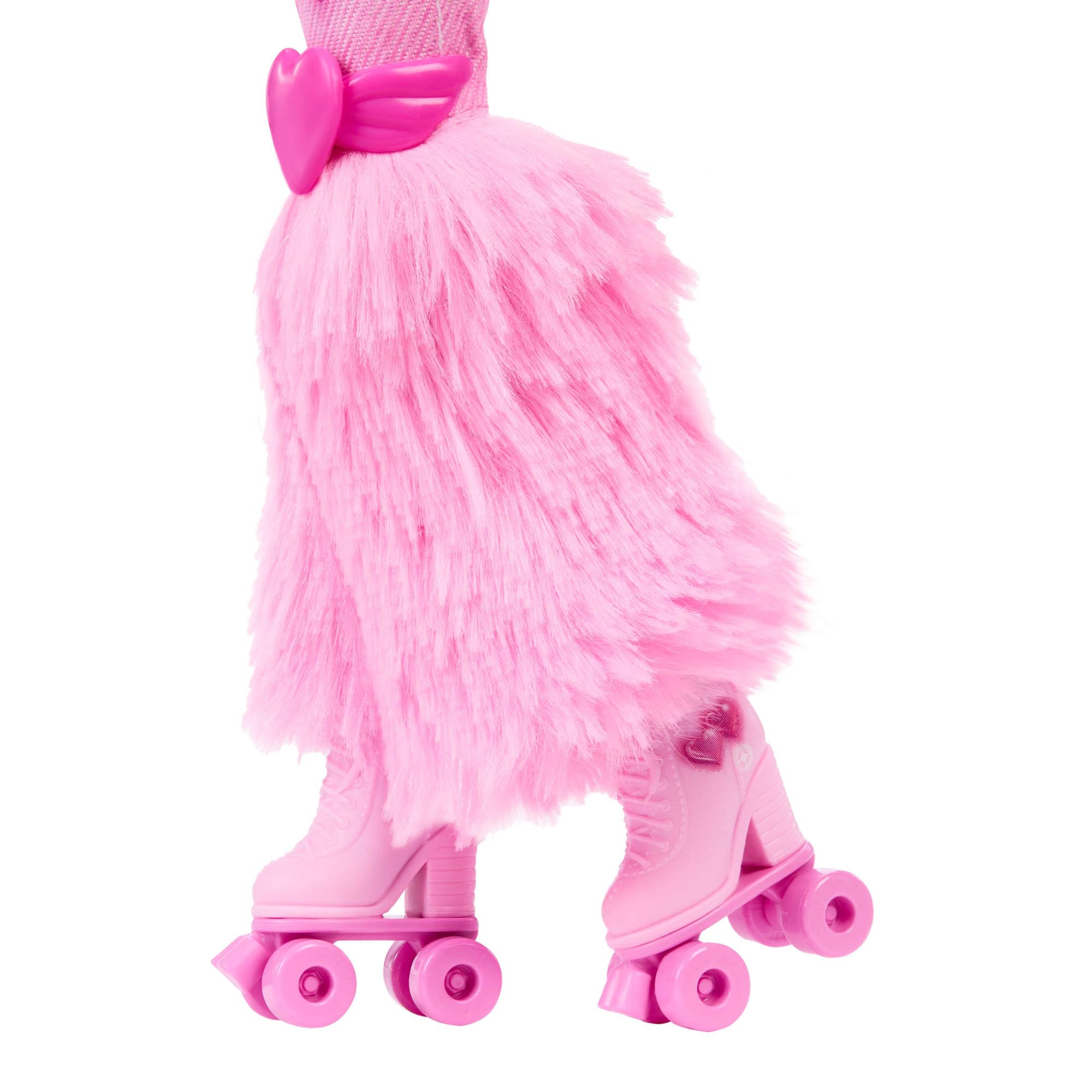 Barbie Dream Besties Lalka Brooklyn na wrotkach do ustawiania w różnych pozach, z ciemnobrązowymi włosami, wrotkami i akcesoriami z motywem muzyki, JFX97