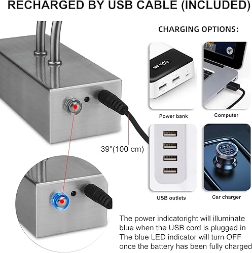 Miniatura 6 de FUNCHDAY Luz de imagen inalámbrica, luz de imagen remota regulable y temporizador, luz de pared de batería con tubo de luz giratorio, luz de