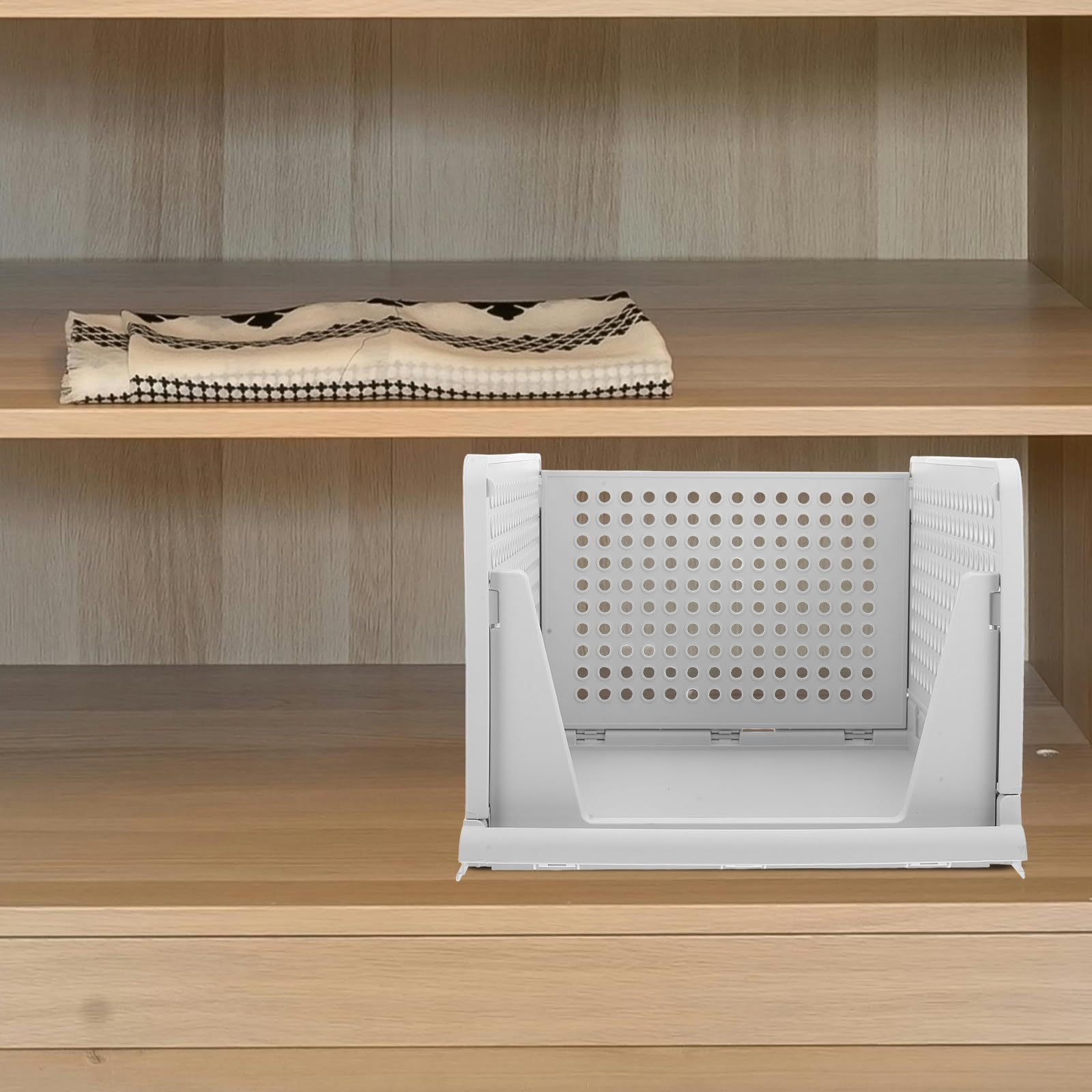 HOMSFOU Organisateur de Tiroir Empilable Panier de Rangement Simple et Moderne Blanc en ABS et Tiroir Coulissant Diviseurs Réglables pour Armoire et Vêtements