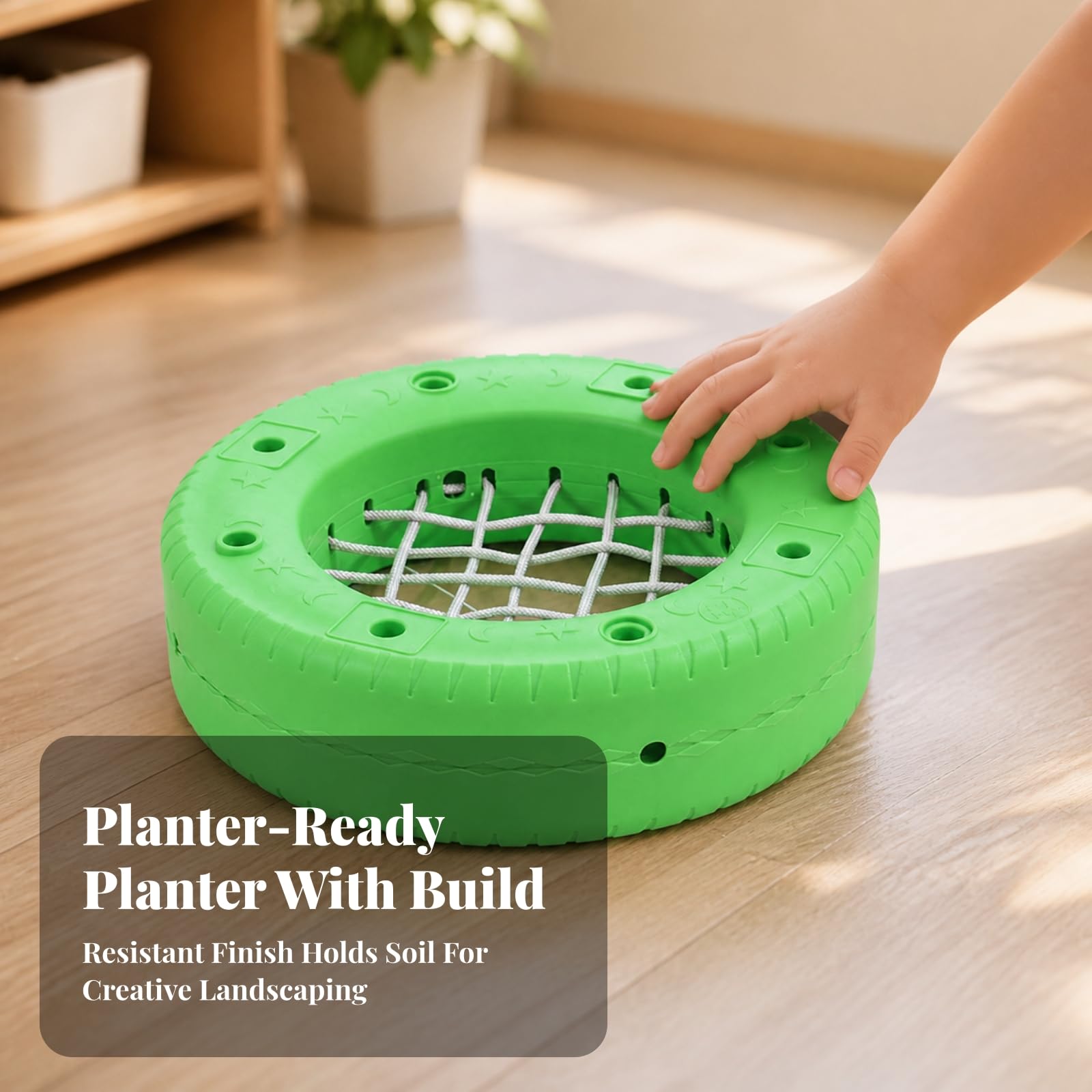 Spielreifen mit Seilnetz Sicher Sitzreifen mit Drainagelöchern geruchlos Gartenspielreifen für, Gartenbesitzer,