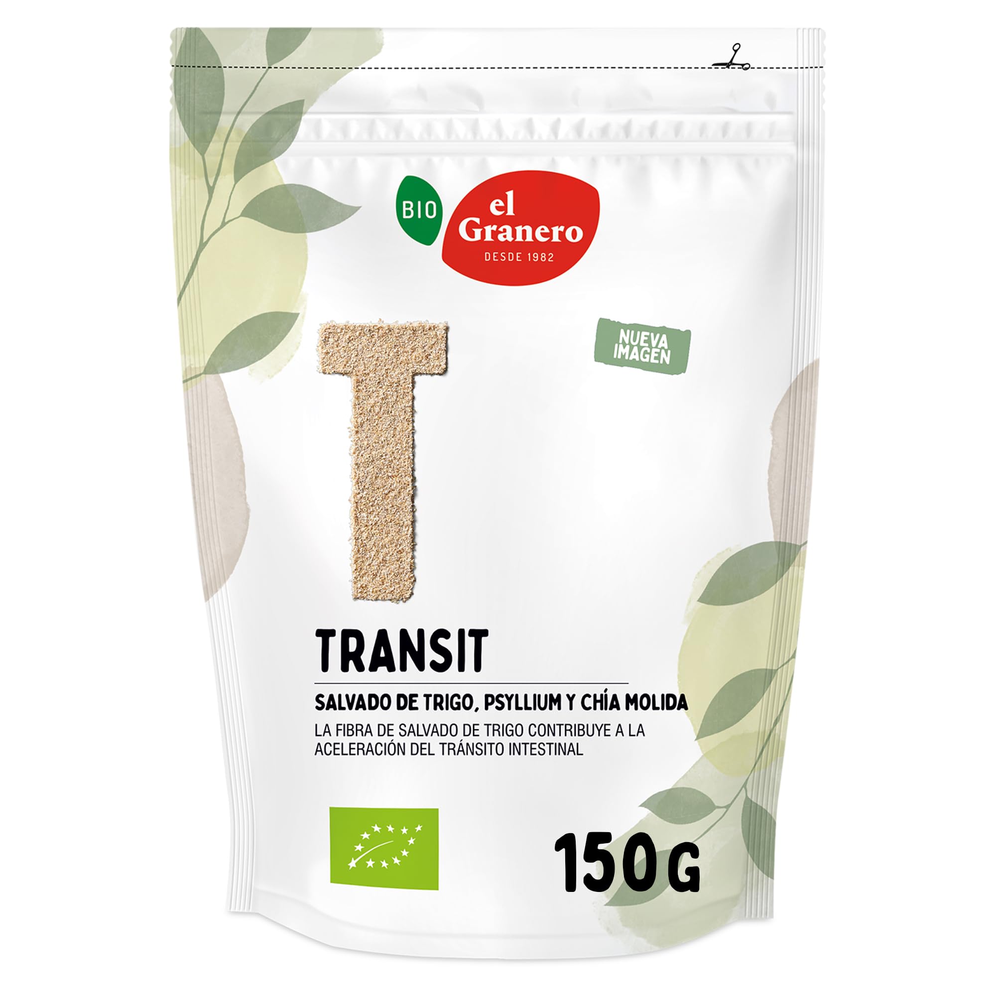 El Granero Integral - LAX Transit Ecológico de 150 g - Salvado de Trigo, Psyllium y Cáscara de Chía - Rico en Fibra - Ideal para Mezclar con Bebidas y Preparar Batidos