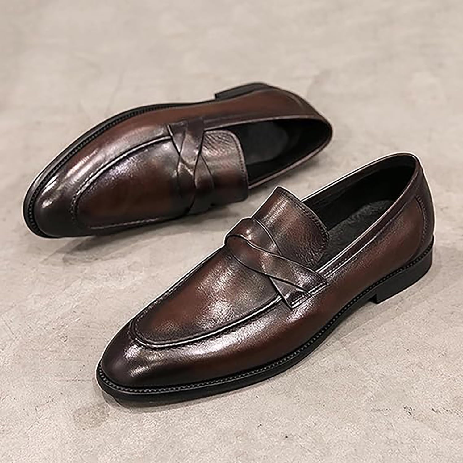 Mocasines de piel sintética con cordones for hombre, zapatos de vestir con punta puntiaguda y tacón plano for negocios, oficina y ropa informal.