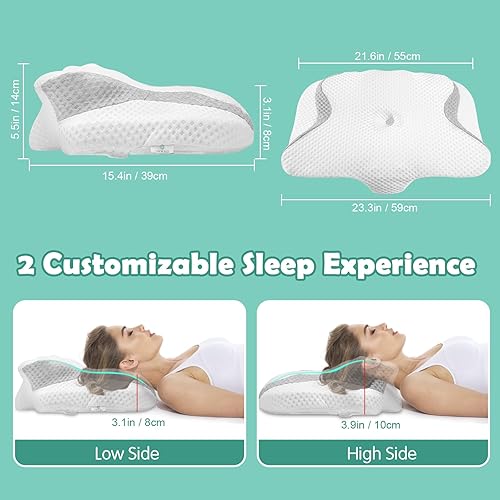 Miniatura 6 de VIEWALL Almohada cervical para aliviar el dolor de cuello, almohadas ergonómicas de espuma viscoelástica para contorno ortopédico de apoyo para el