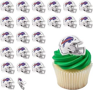 DecoPac NFL Buffalo Bills Helmet Rings, 24 Football Cupcake Decorations, Officially Licensed, Football Rings, Food Safe Cake Toppers – 24 Pack