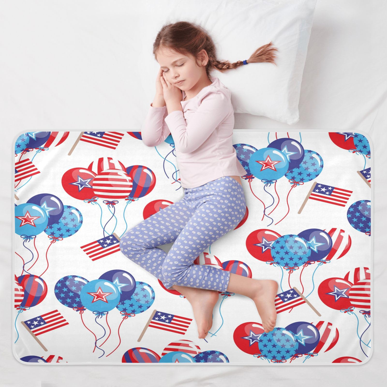 susiyo Red Balloons and Flags Bed Pads for Incontinence Mattress Protector Anti-Slip Waterproof Pads (56